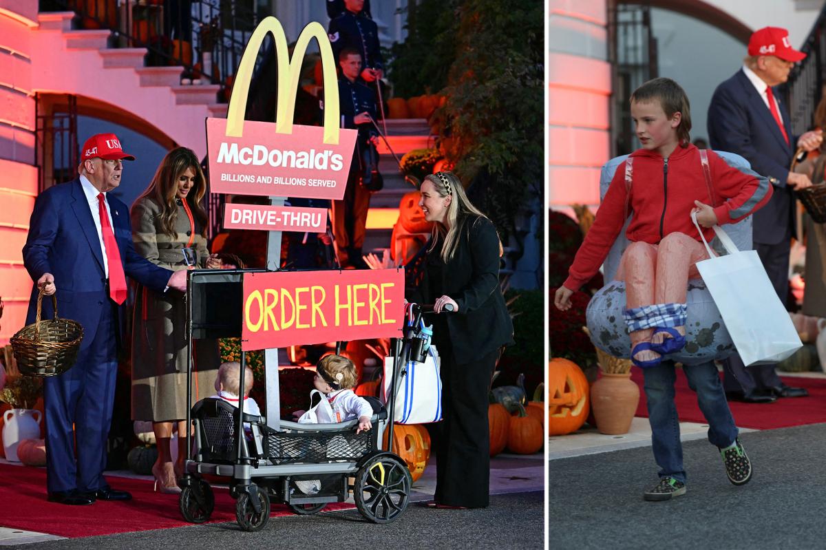 Trump greets hundreds of trick-or-treaters at White House Halloween event — including kids dressed as first couple, McDonald’s drive-thru Trump greets hundreds of trick-or-treaters at White House Halloween event — including kids dressed as first couple, McDonald’s drive-thru