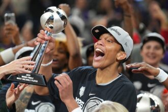 WNBA’s A’ja Wilson shares heartfelt message for NBA star Bam Adebayo at Aces title celebration