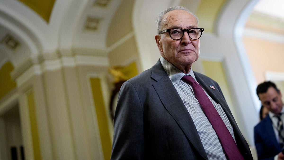 Senate Minority Leader Chuck Schumer, D-N.Y., walking near the Senate Chamber.