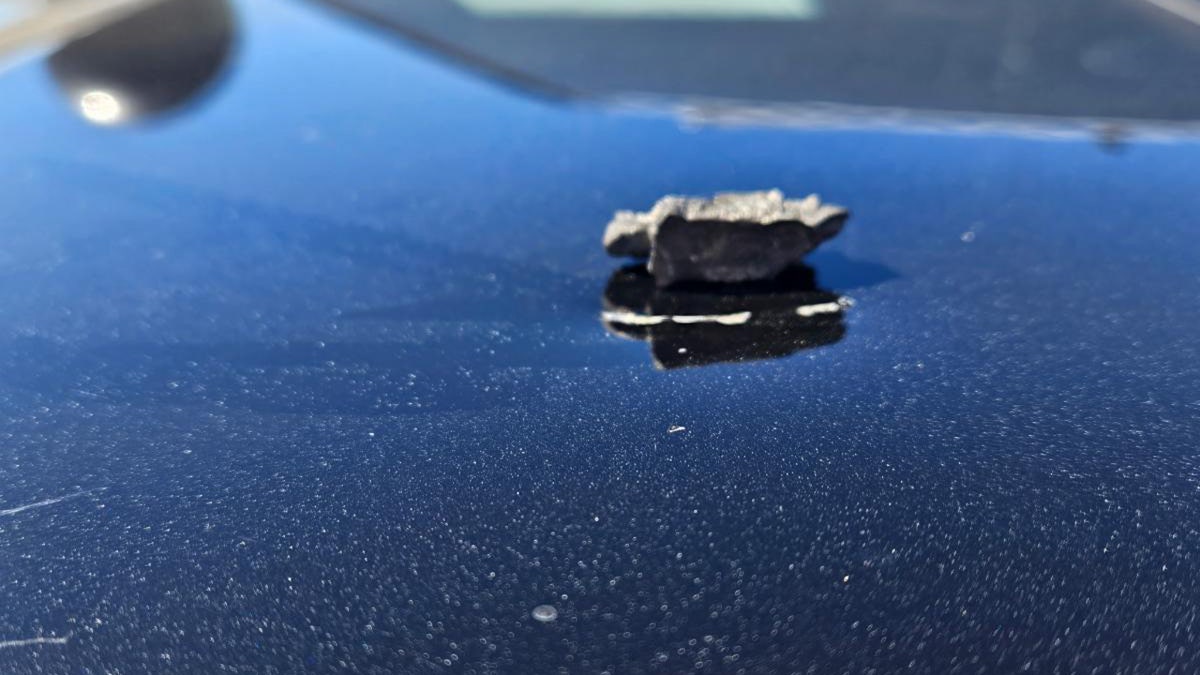 Shrapnel on CHP vehicle
