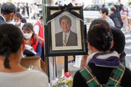 Former Japanese prime minister’s accused killer pleads guilty during Trump visit