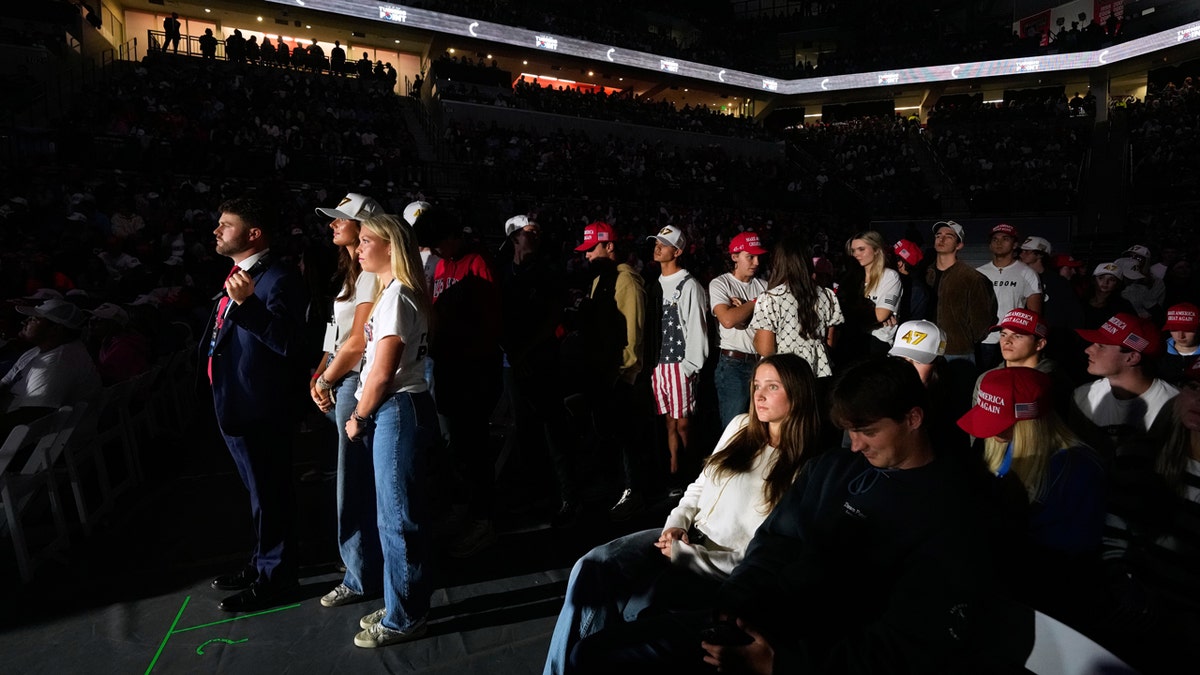 Students in line to ask Vice President JD Vance questions during Ole Miss TPUSA event