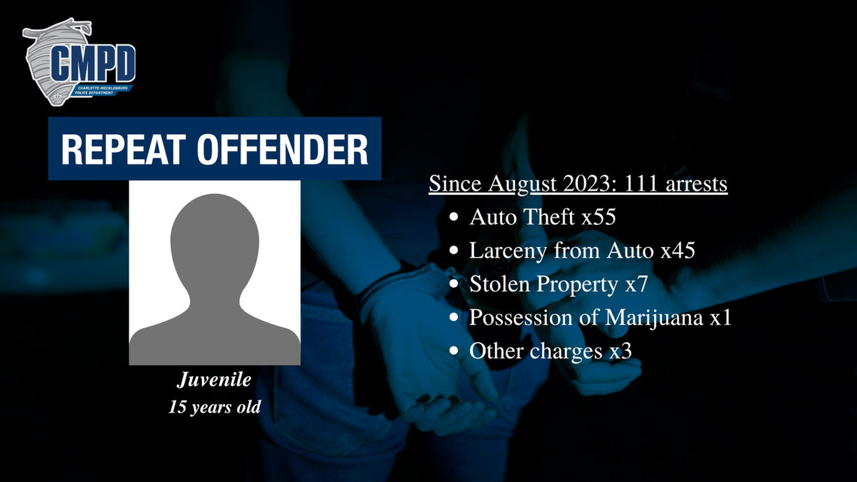Slide on a 15-year-old repeat offender who had been arrested 111 times since Aug. 2023.
