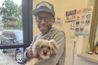 Tear-jerker moment shows man reunite with his missing dog 10 years after he vanished