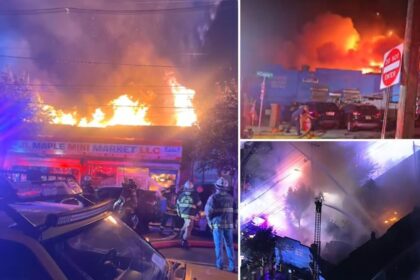 Explosion at NJ auto body shop sparks 5-alarm fire and burns through multiple nearby businesses