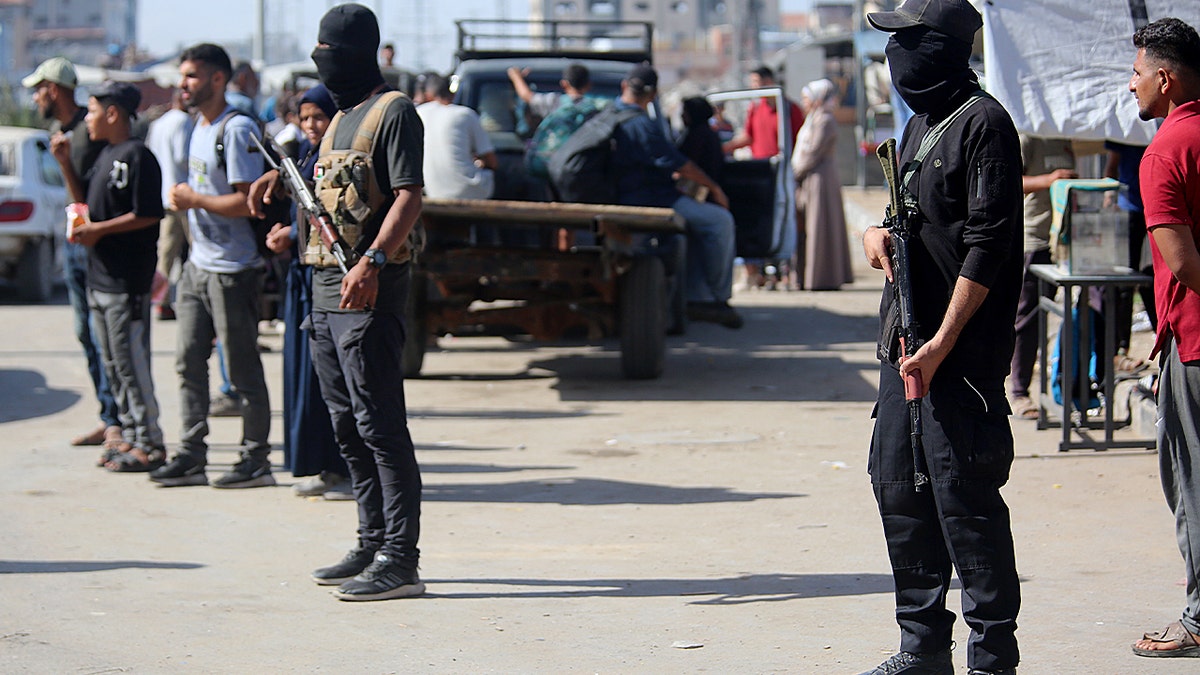 Militants in the street of Gaza.