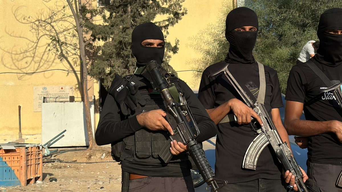 A group of Hamas gunmen in masks