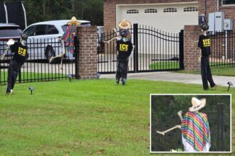 ICE-themed Halloween display in Alabama sheriff’s front yard stirs controversy — but his wife claims it was all her idea