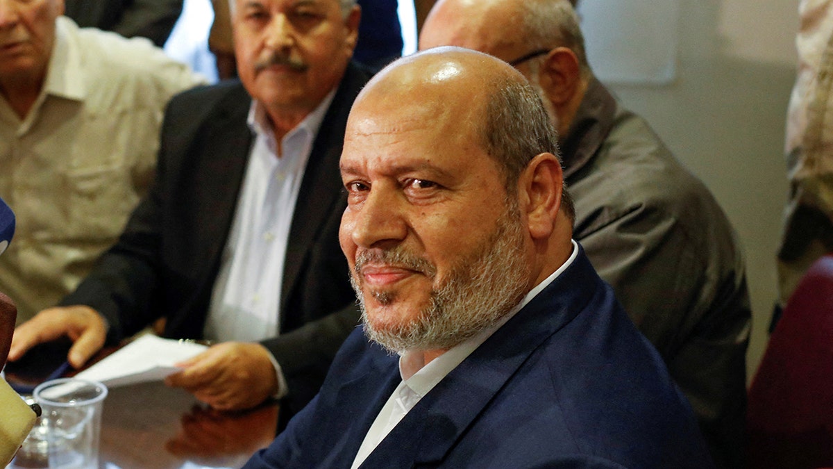 A photo of Khalil al-Hayya, Hamas leader, at a conference in Syria