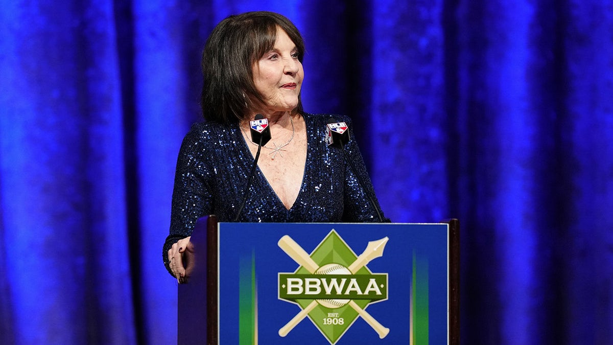 Suzyn Waldman speaks at an event