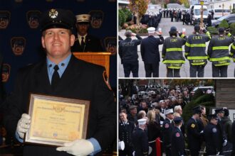Touching tribute to fallen hero Bravest Patrick Brady as hundreds attend wake