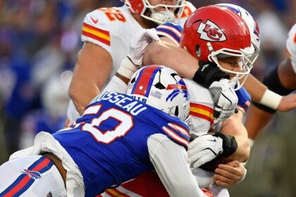 Bills keep Patrick Mahomes from throwing TD pass for first time in over year, Josh Allen scores 3 TDs in win