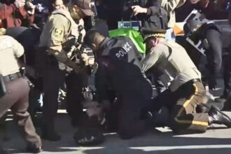 Anti-ICE Illinois agitators clash with officers outside Chicago immigration facility; arrests made