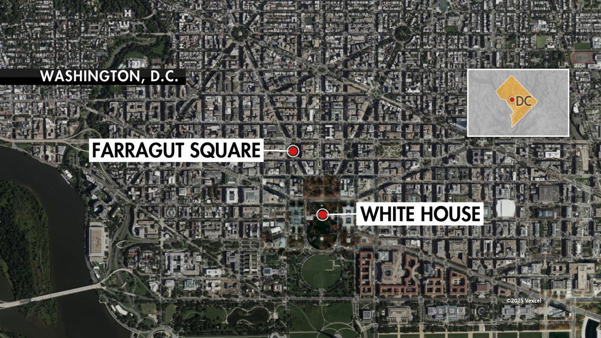 Map showing distance of shooting location to White House