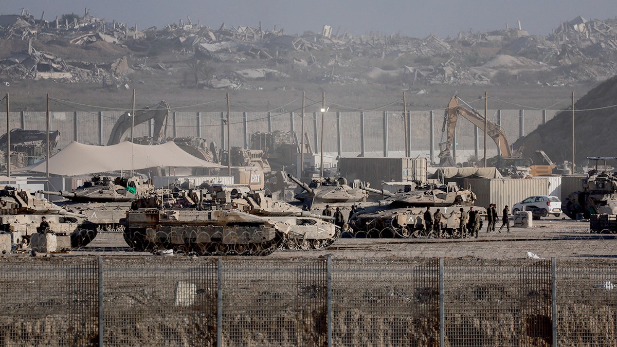 Israel Defense Forces vehicles near Gaza