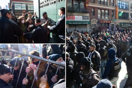 150 ICE protesters flock to lower Manhattan government building after reports of agents rounding up illegal migrants