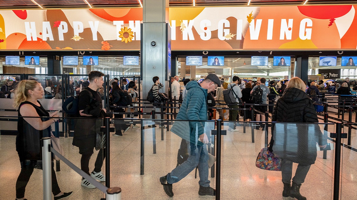 Travelers at Newark Airport