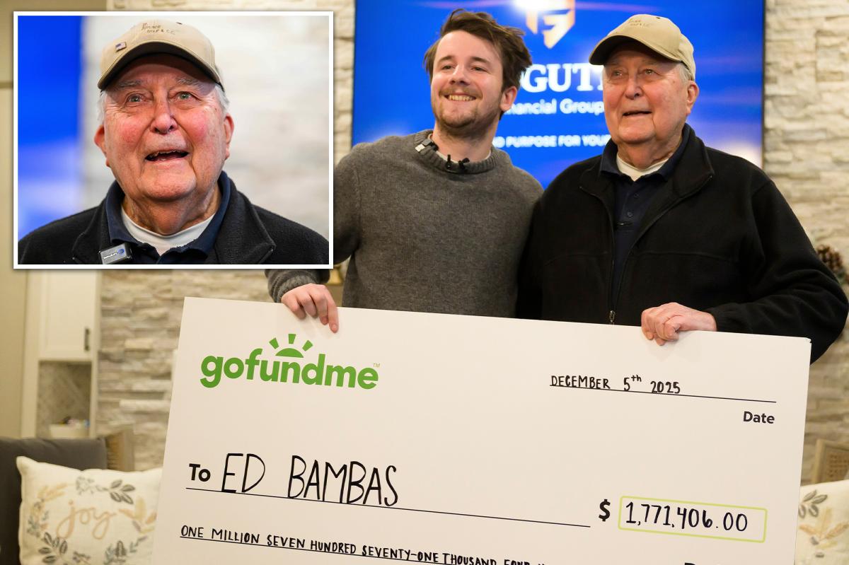 Army veteran Ed Bambas, 88, receives  .77M check from inspired internet donors