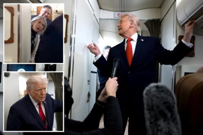 Hilarious moment Trump interrupted by Air Force One bathroom door swinging open: ‘Come on out!’