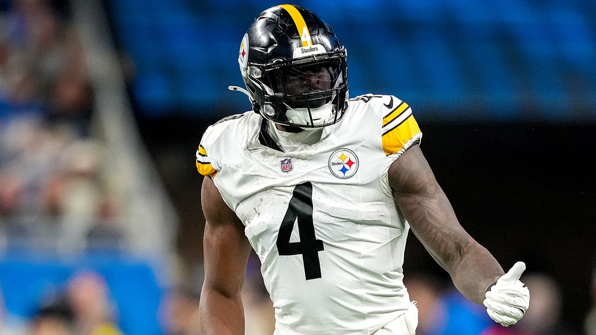 DK Metcalf lines up for the Steelers