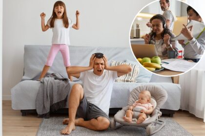 Selfish husband complains about having to care for children while wife works