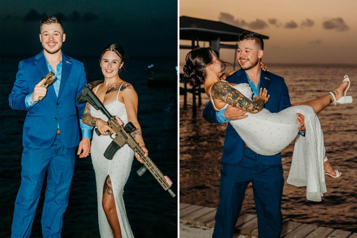 Kyle Rittenhouse breaks social media silence to announce marriage as bride totes AR-15 in photos