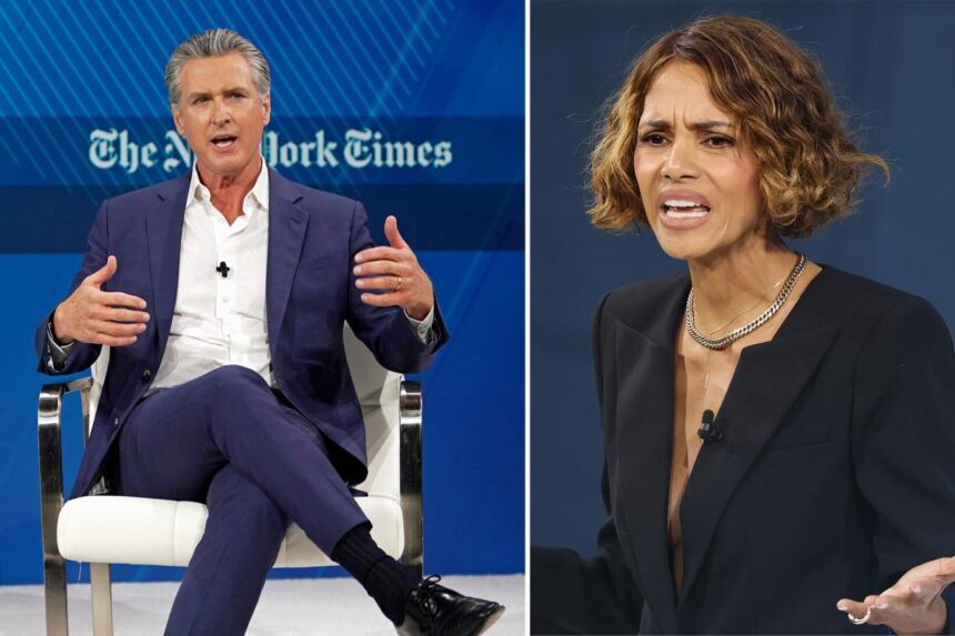 Gavin Newsom cowers to Halle Berry’s jab over ‘devaluing’ women at NYT summit: ‘Just connected with her manager’