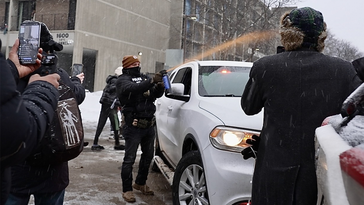 Activists confronted a group of ICE agents