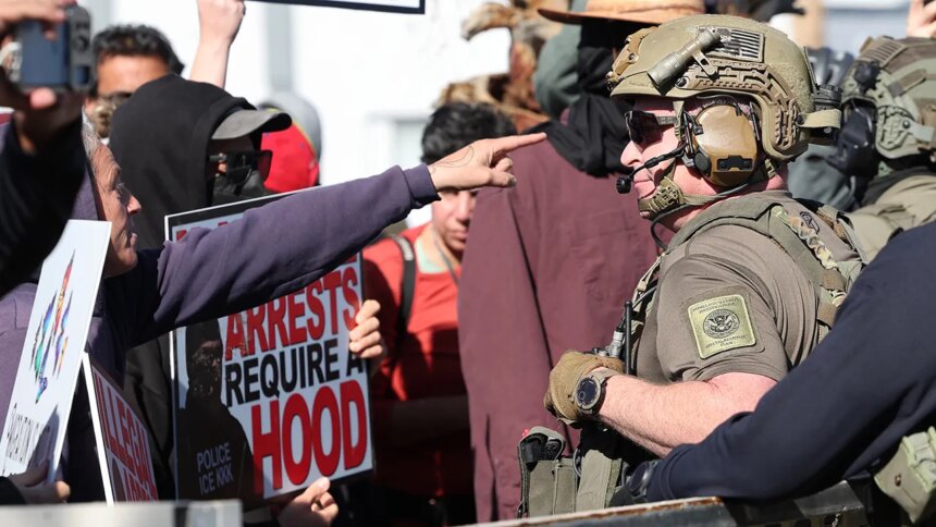 Wild scene as protesters trap federal agents in taco shop parking lot, multiple arrests made