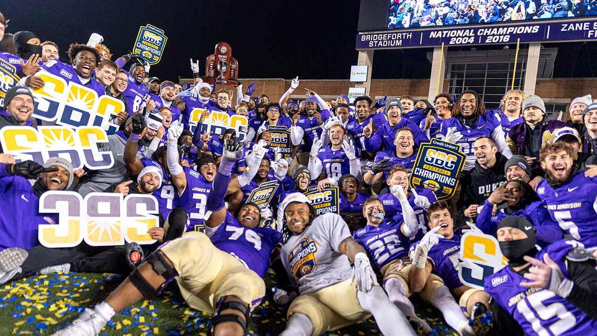 James Madison team celebrates 