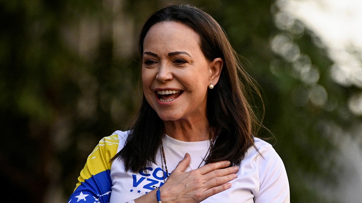 Venezuela opposition leader Machado appears at protest