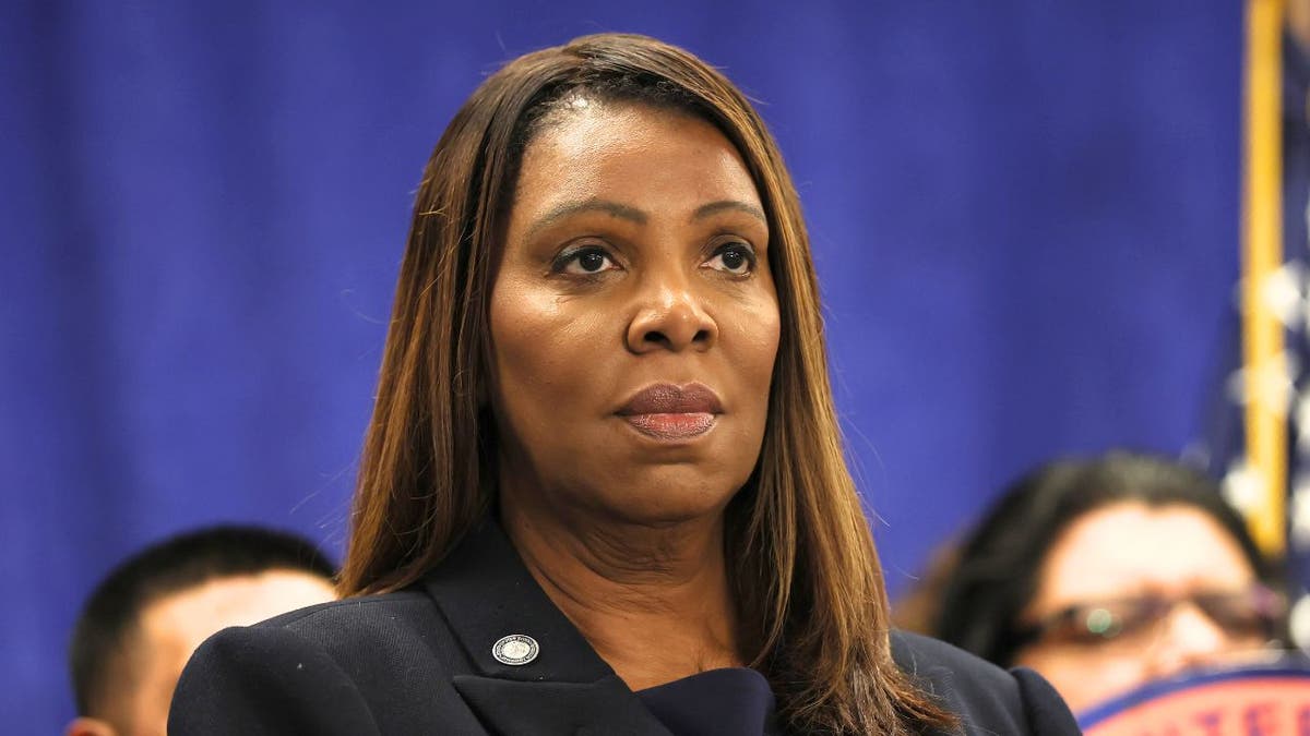 Letitia James at a New York press conference