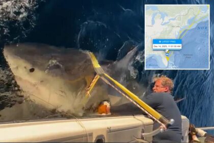 Largest male white shark ‘Contender’ spotted moving into warmer US waters for winter