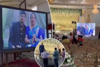Newlyweds have ‘virtual’ wedding reception after flight canceled at last minute