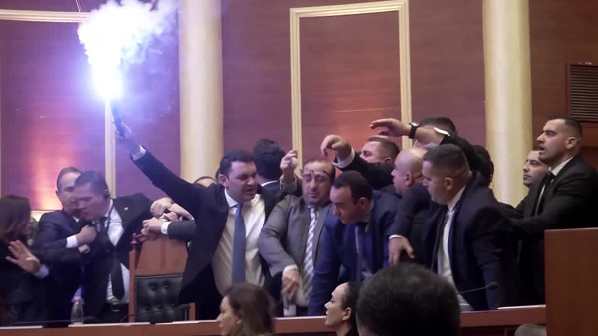 Scuffles breakout in Albania's parliament