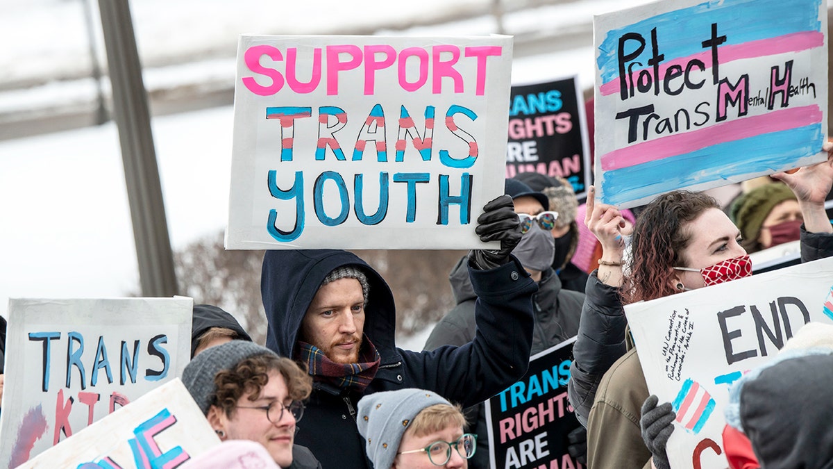 Protesters rallying on behalf of transgender kids in St. Paul, Minnesota