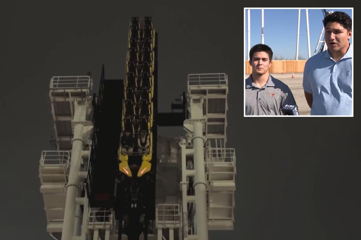 Roller coaster malfunction leaves two men trapped 130 feet above Texas park for nearly an hour