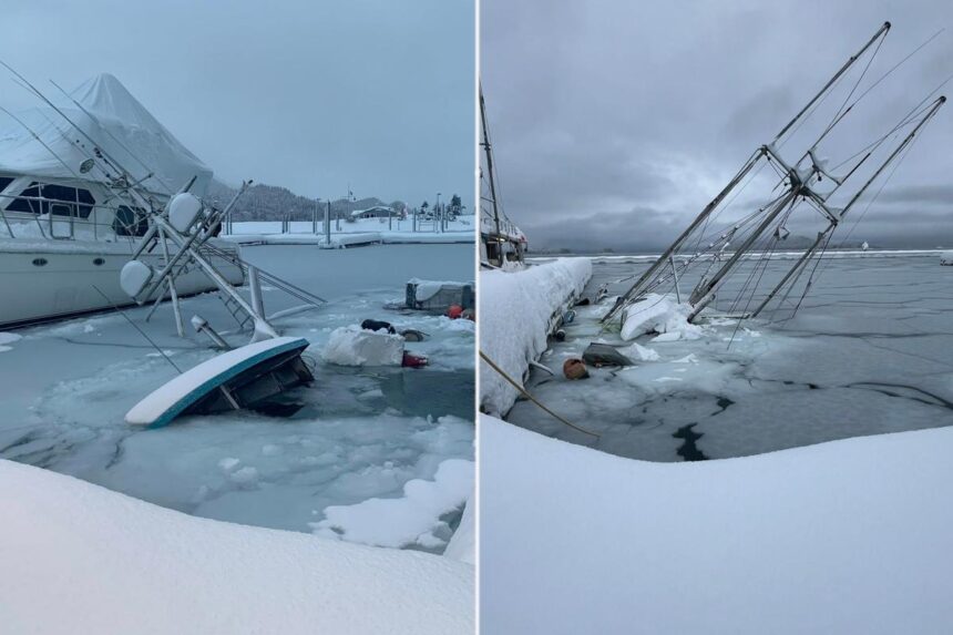 Heavy snow and extreme weather cause sunken vessels and avalanche risk in Alaska
