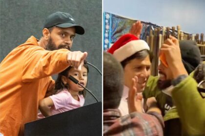 Inside the warped world of LA’s most vile protestor – hiding behind his kids as he bashes cops and hurls racist slurs