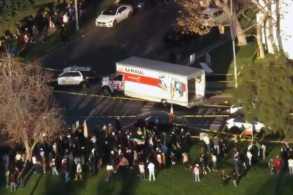 Driver appears to ram U-Haul truck through crowd during Iran protest in Los Angeles