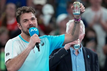 Three-time Grand Slam winner enjoys beer on court after emotional final Australian Open match