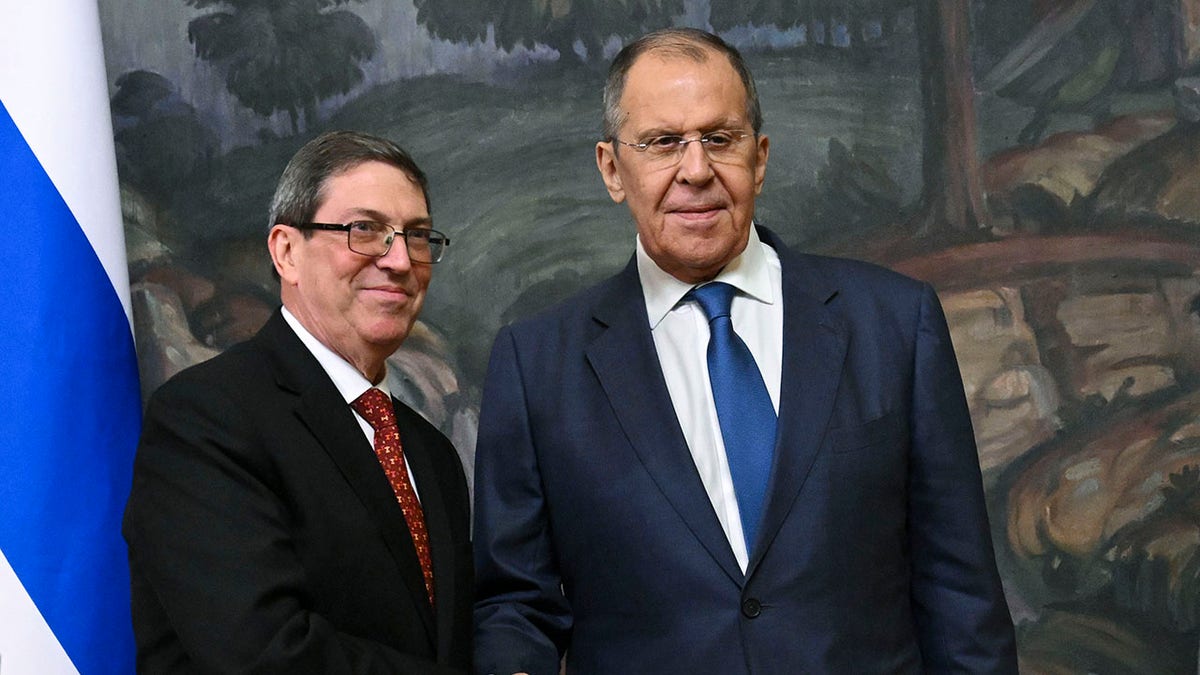 Cuban Foreign Minister Bruno Rodríguez Parrilla, left, meets with Russian Foreign Minister Sergey Lavrov, June 12, 2024, in Moscow.