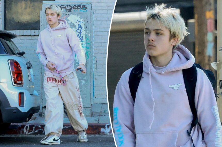 Knox Jolie-Pitt rocks bleached hair, pink hoodie after leaving Muay Thai class in LA
