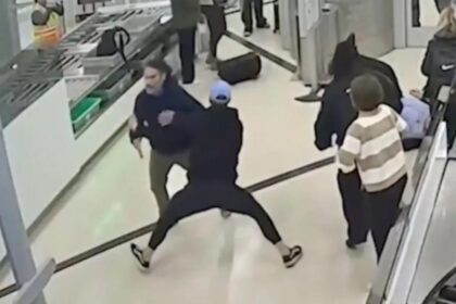 Airport bystander bodyslams TSA breach suspect in split-second takedown