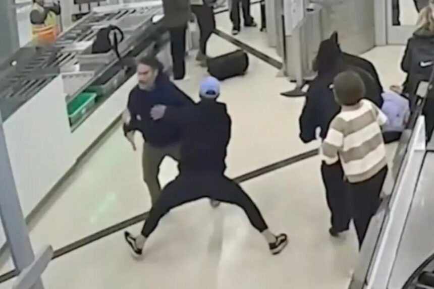 Airport bystander bodyslams TSA breach suspect in split-second takedown