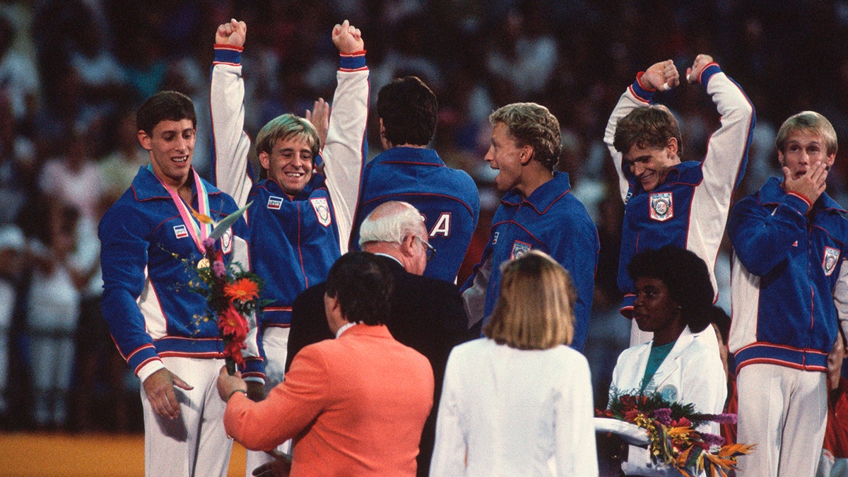 Olympic men's team celebrates in Los Angeles