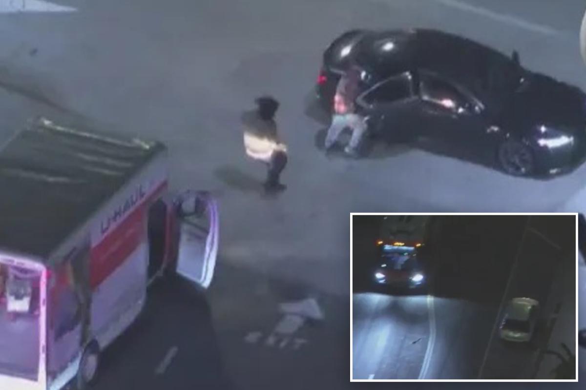 U-Haul thieves make daring escape into getaway car during wild police chase through LA streets