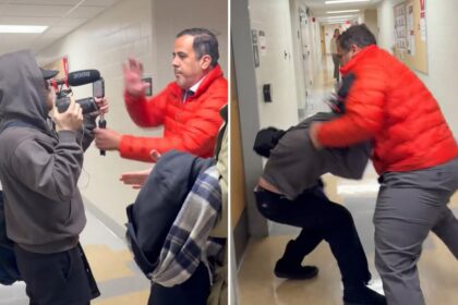 Ohio State professor Luke Perez suspended after allegedly attacking cameraman who was trying to interview ex-university president