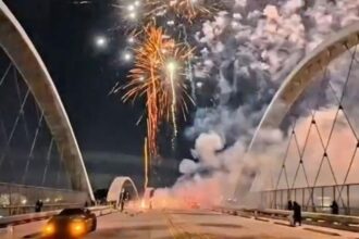 Knuckleheads stage illegal fireworks show off iconic LA bridge — again: viral video