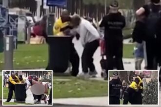 LA security guard caught on camera pummeling homeless man in front of stunned onlookers